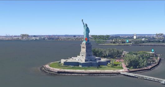 구글 어스로 본 자유의 여신상 인근 지역.