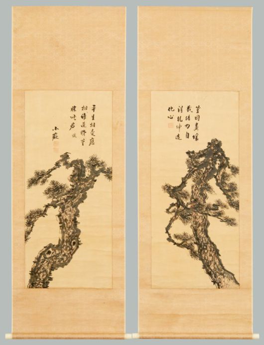 조선 후기 서화가 소치 허련이 그린 ‘송도 대련’. 힘차게 뻗은 소나무를 담은 이 작품은 허련 특유의 건필과 호방한 작품세계를 보여준다는 평가를 받는다. 국립광주박물관 제공