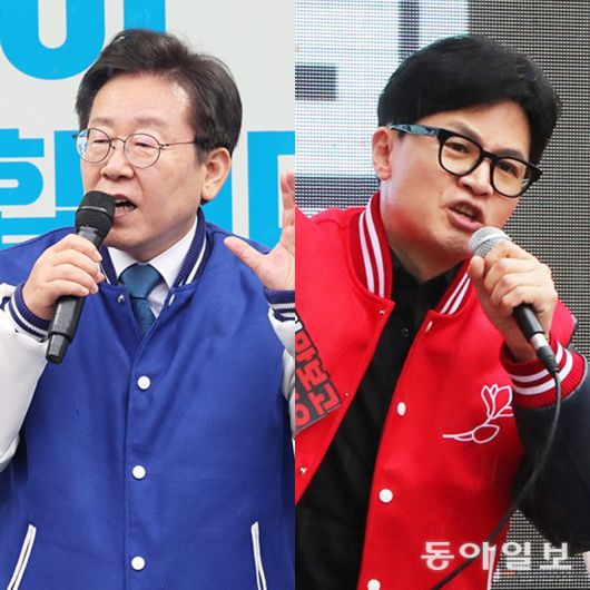 더불어민주당 이재명 대표 (부산=최혁중 기자 sajinman@donga.com) / 한동훈 국민의힘 비상대책위원장 (원주=이훈구 기자 ufo@donga.com)