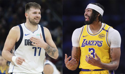 초대형 트레이드를 통해 시즌 도중 유니폼을 바꿔 입게 된 미국프로농구(NBA) 스타 루카 돈치치(왼쪽)와 앤서니 데이비스. AP=뉴시스