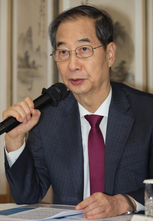 한덕수 대통령 권한대행 국무총리가 14일 서울 공관에서 열린 경제안보전략 TF 회의를 주재하고 있다. 대통령실통신사진기자단