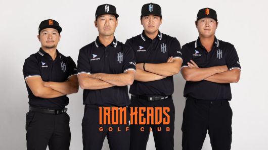 LIV골프는 내달 2일부터 사흘간 인천 잭니클라우스 골프클럽에서 첫 한국 대회를 연다. LIV골프 팀 ‘아이언헤즈GC’ 소속인 고즈마 진이치로, 케빈 나, 장유빈, 대니 리(왼쪽부터)의 팀 프로필 사진. LIV골프 제공
