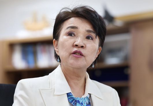 강금실 더불어민주당 중앙선대위 총괄선대위원장. 뉴스1