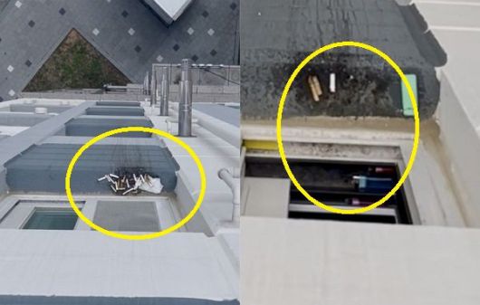 담배를 피고 꽁초를 버려둔 아랫집. 온라인 커뮤니티 보배드림 캡처