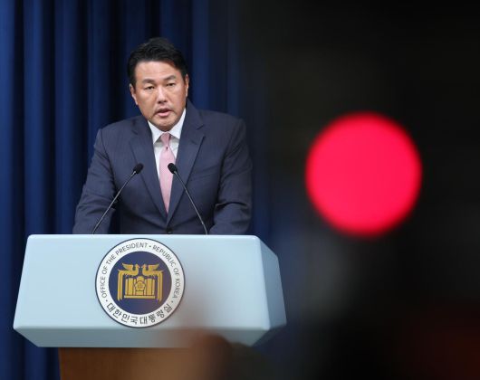 김태효 전 국가안보실 제1차장이 지난해 용산 대통령실에서 윤석열 전 대통령의 체코 순방 관련 브리핑을 하고 있다. 뉴스1