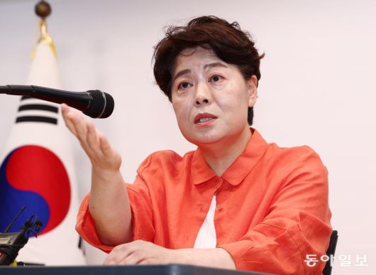 국민의힘 윤희숙 혁신위원장이 16일 서울 중앙당사에서 기자간담회를 하고 있다. 조응형 기자 yesbro@donga.com