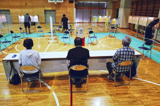 일본 도쿄 참의원선거 투표소. AP/뉴시스