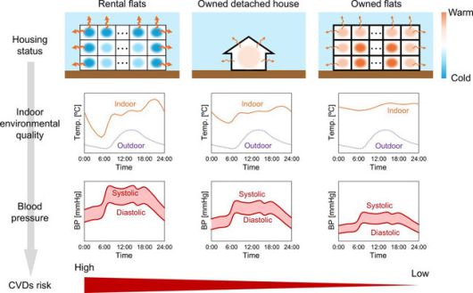 왼쪽부터 임대 아파트, 자가 단독 주택, 자가 아파트. 자료=논문 캡처.