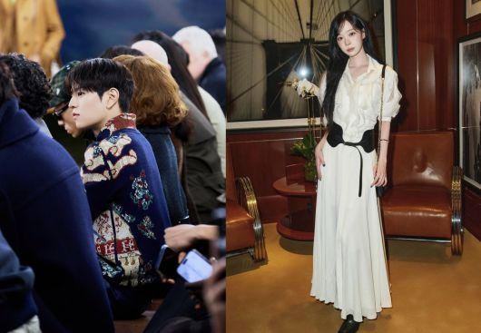 패션위크에 참석한 스트레이키즈 승민(왼쪽)과 에스파 윈터(오른쪽)의 모습. [사진=승찬·윈터 인스타 캡처]