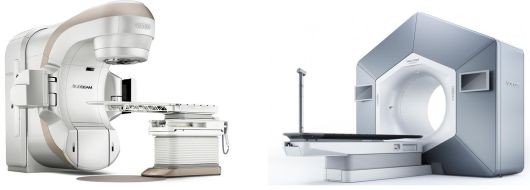 정밀 암 치료기기인 트루빔과 서울에서 첫 도입되는 헬시온 하이퍼사이트. 헬시온의 경우 단 6초 만에 일반 CT와 비슷한 수준의 고화질 영상을 얻을 수 있고 환자에게 노출되는 영상 방사선량은 절반으로 줄였다. 건국대병원 제공