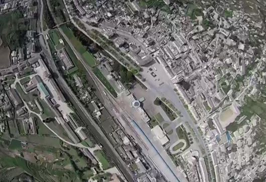 무인기가 개성역 일대를 촬영한 자료라며 조선중앙TV가 10일 보도한 사진. 조선중앙TV 캡처