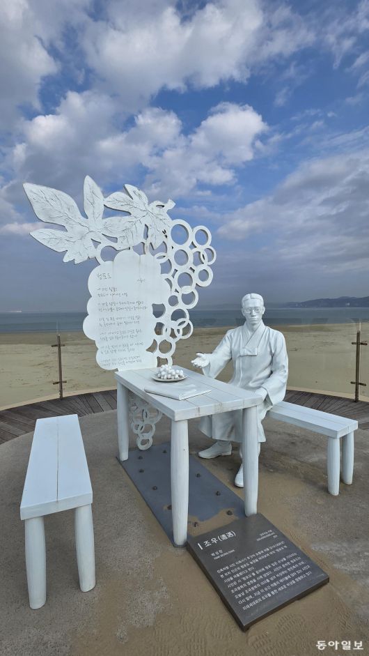 호미반도 해안둘레길의 이육사 조형물. 포항=김선미 기자 kimsunmi@donga.com
