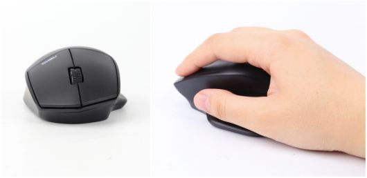 입체적인 구조로 팜 그립 방식이 가장 편안하며, 엄지손가락까지 잘 받쳐준다.