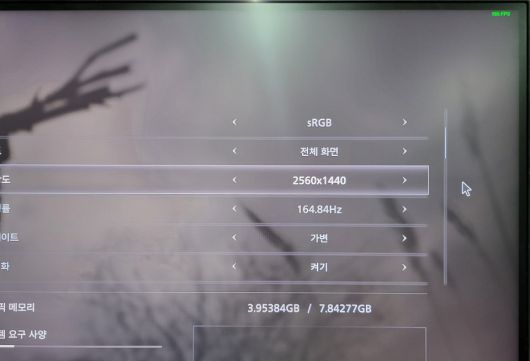 QHD 해상도에 최대 165Hz를 지원한다.