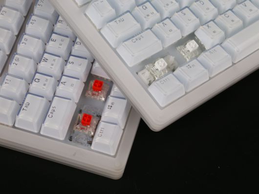 카일 적축 스위치는 걸림 없이 작동하는 리니어 타입이며, 카일 백축 스위치는 찰각거리는 소리가 매력적인 클릭 타입 스위치다.