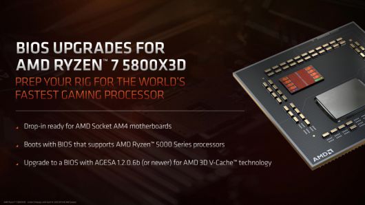 AM4 소켓을 사용한 메인보드에서 BIOS 업데이트만 거치면 5800X3D를 바로 사용할 수 있다.