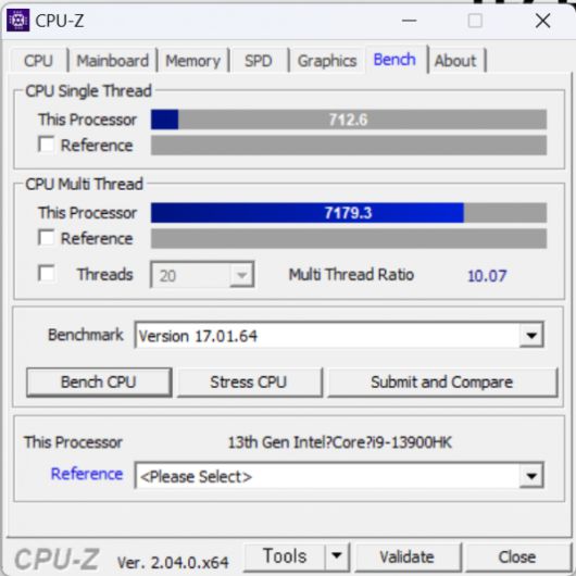 CPU는 14코어 20스레드 구성인 코어 i9-13900HK다