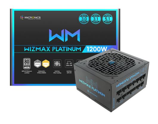 파워서플라이는 고출력 CPU와 그래픽카드, 하이엔드 부품을 충분히 수용할 수 있는 마이크로닉스 WIZMAX 1200W 80PLUS 플래티넘 풀모듈러 ATX3.1을 장착했다.