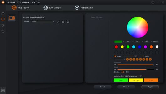‘기가바이트 컨트롤 센터’를 지원해 그래픽카드의 세부적인 설정을 간편하게 제어할 수 있어 편리하다.