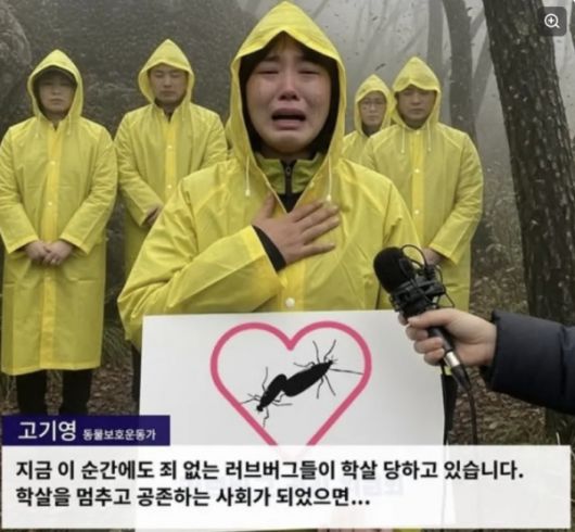 AI 생성한 러브버그 학살 반대 환경운동가 영상 화면