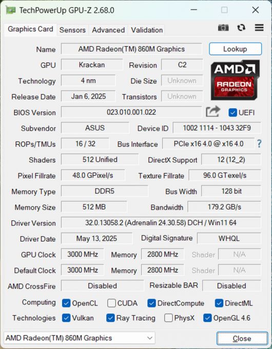 내장 GPU는 AMD 라데온 860M 그래픽스를 탑재했다.