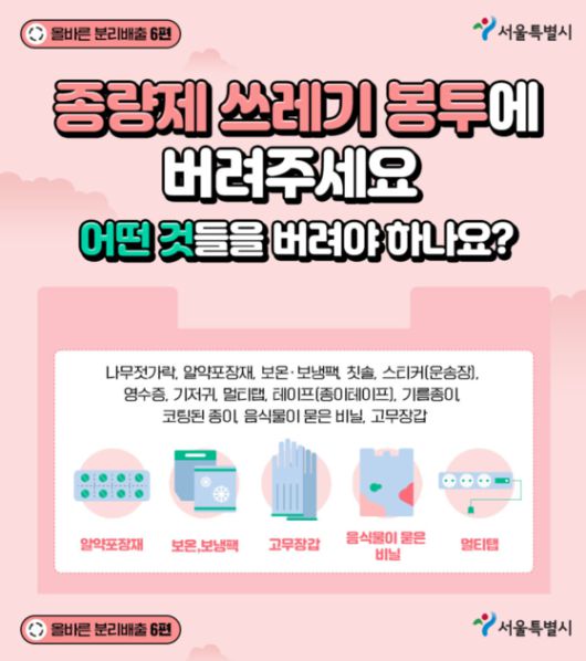 2021년 서울시 분리배출 요령 〈출처 : 서울시 홈페이지〉