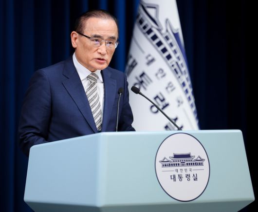 위성락 국가안보실장이 지난달 29일 용산 대통령실에서 이시바 시게루 일본 총리 방한 관련 브리핑을 하고 있다. 〈사진=연합뉴스〉