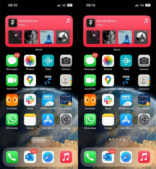 검색 버튼이 있는 경우(왼쪽)와 없는 경우(오른쪽) ⓒ Foundry