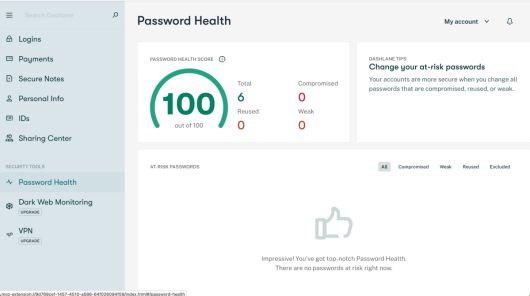 대시래인은 암호 상태 점수를 제공하고 가장 위험한 암호를 별도로 보여준다. ⓒ Michael Ansaldo/IDG