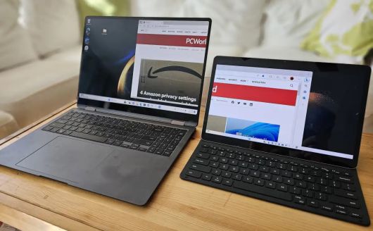 삼성의 세컨드 스크린 앱은 노트북 화면을 갤럭시 탭 전체로 확장하여 두 번째 디스플레이로 바꾼다. ⓒMark Hachman / IDG