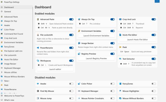 파워토이 기본 UI. 워크스페이스 버튼은 복잡한 여러 제어 버튼 한가운데에 있다. ⓒ