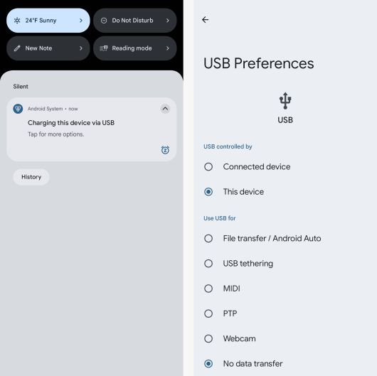 휴대폰을 컴퓨터에 연결하면 알림을 통해 파일 전송을 준비할 수 있다JR Raphael / IDG