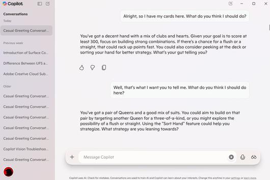 코파일럿 비전은 2장의 퀸이 있다고 봤다. Mark Hachman / Foundry