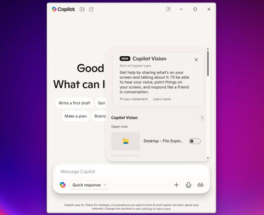 코파일럿은 현재 열려 있는 모든 창 목록을 표시하며, 사용자는 이 중 하나를 선택해 AI 모델과 공유할 수 있다. 단, 한 번에 하나의 창만 공유할 수 있다는 제한이 있다.Chris Hoffman, Foundry