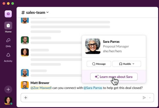 Slack wants to use AI tools to help users learn more about colleagues they don’t know.