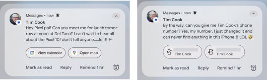 픽셀 10의 매직 큐 기능이 알림에 나타난 모습.JR Raphael, Foundry