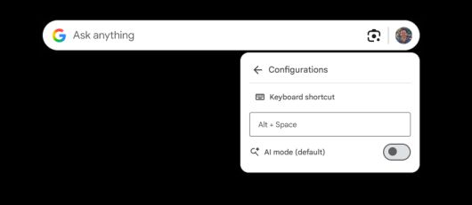 구글 윈도우 앱에서 AI 모드는 기본적으로 활성화돼 있지 않다.JR Raphael, Foundry