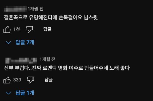 사진=가수 오반 'Flower' 뮤직비디오 유튜브 댓글 캡처