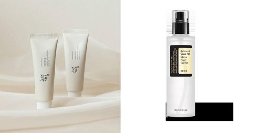 왼쪽부터 조선미녀 '맑은쌀선크림', 코스알엑스 '어드벤스드 스네일 뮤신 파워 에센스'.