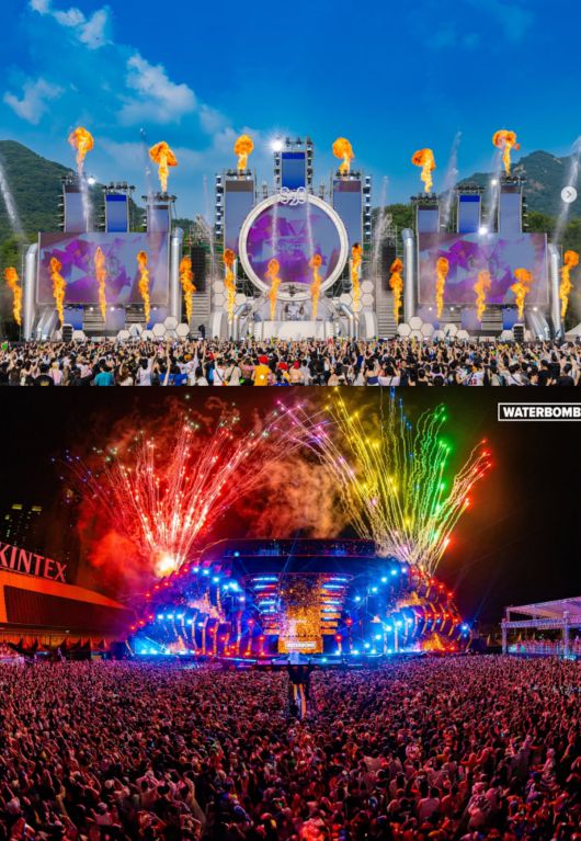 지난해 7월 열린 S2O 코리아(위)와 워터밤 페스티벌. (출처=S2O 코리아, 워터밤 공식 인스타그램 캡처)