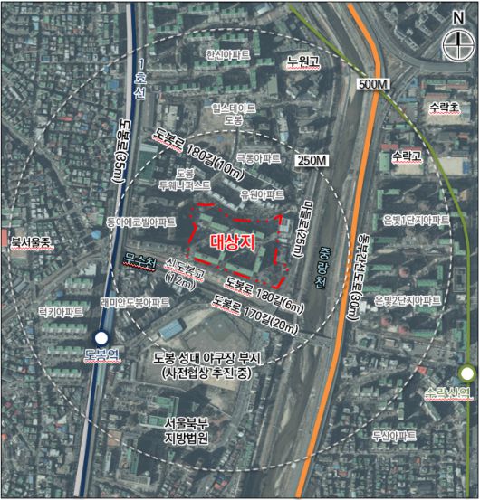 도봉구 도봉동 삼환아파트 재건축 위치도.