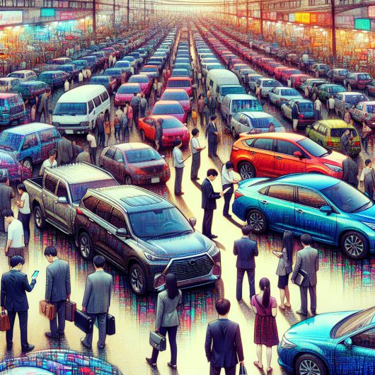 중고차 시장의 성장세가 두드러진 8일 도심 도로 위에 다양한 색상의 중고차와 시민들이 혼잡하게 어우러져 활발한 거래 분위기를 보여주고 있다.