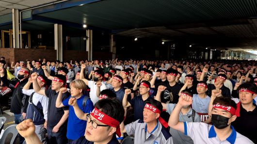한국GM 노조 조합원 전진대회