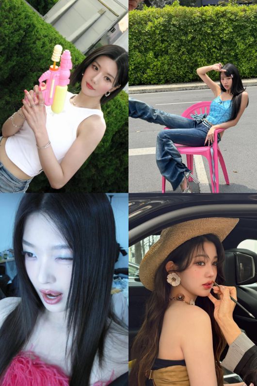 가수 권은비(왼쪽 위부터 시계 방향으로), 키스오브라이프 나띠, 아이브 장원영, 캣츠아이 윤채. (출처=권은비, 나띠, 장원영, 윤채 인스타그램 캡처)