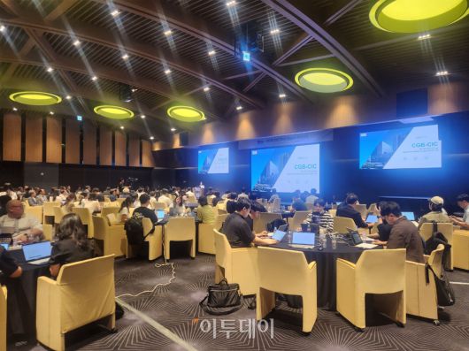 차바이오그룹이 11일 경기도 성남 판교 차바이오컴플렉스 지하 1층 국제회의실에서 개최한 행사에 참가한 업계 관계자들.