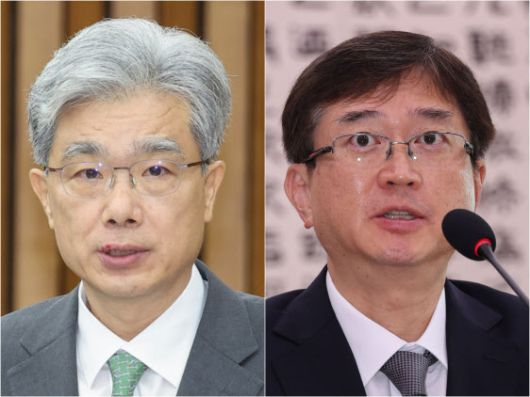 24일자로 6년 임기를 개시한 대통령 추천 몫 헌법재판관 2명. 김상환(왼쪽) 헌법재판소 소장과 오영준 헌법재판관