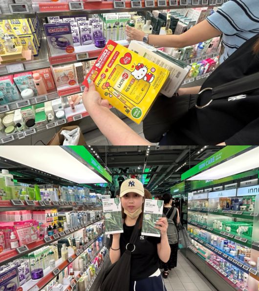 올리브영 명동타운점에서 일본인 관광객이 한국 화장품과 건강기능식품 등을 구매하고 있다.