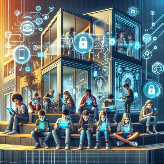 청소년의 AI 사용에 부모 통제 기능이 도입된 모습을 형상화했다.