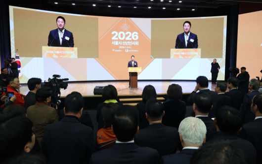 오세훈 서울시장이 7일 서울 중구 대한상의에서 열린 ‘2026 서울시 신년인사회’에서 신년사를 하고 있다. 신태현 기자 holjjak@