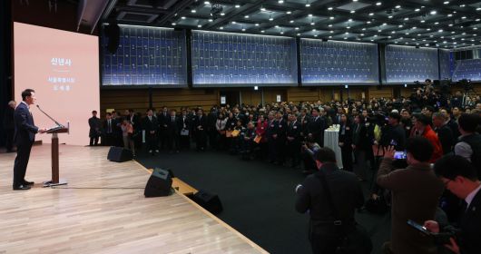 오세훈 서울시장이 7일 서울 중구 대한상의에서 열린 ‘2026 서울시 신년인사회’에서 신년사를 하고 있다. 신태현 기자 holjjak@